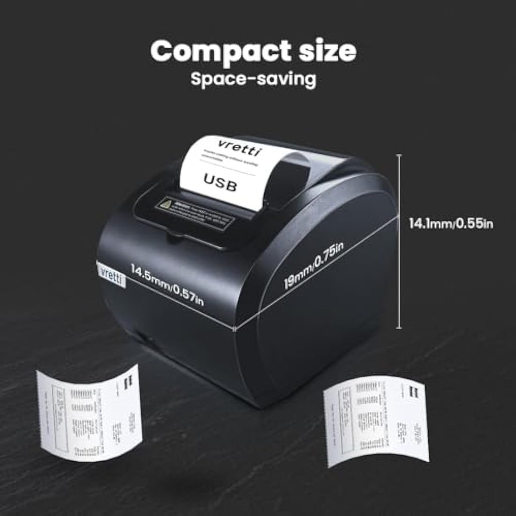 vretti Thermal Receipt Printer – 200mm/s POS Ticket Printer with USB LAN