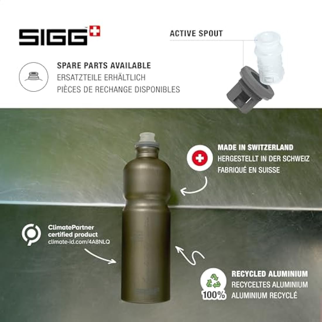 Sigg Move MyPlanet Aluminium Bike Water Bottle – Smoked Pearl – 0.75L