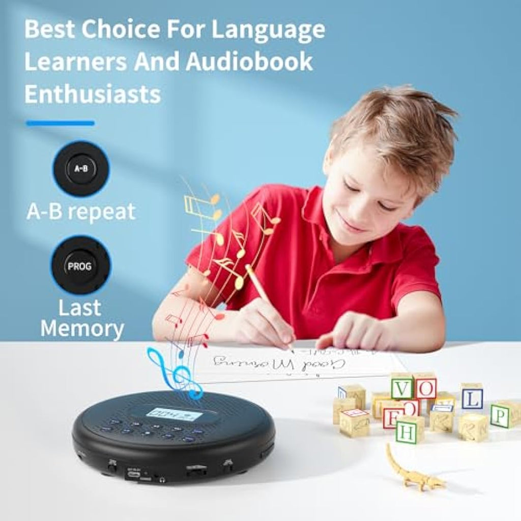ARAFUNA Portable CD Player with Dual Speakers | Rechargeable Car CD Player