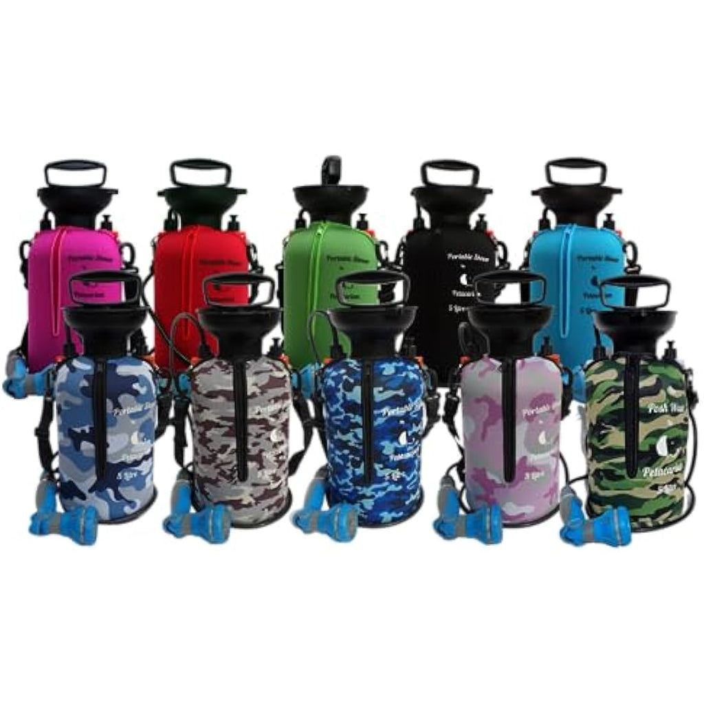 Petacarium Portable Insulated Dog Shower – 5L Red Neoprene Outdoor Kit