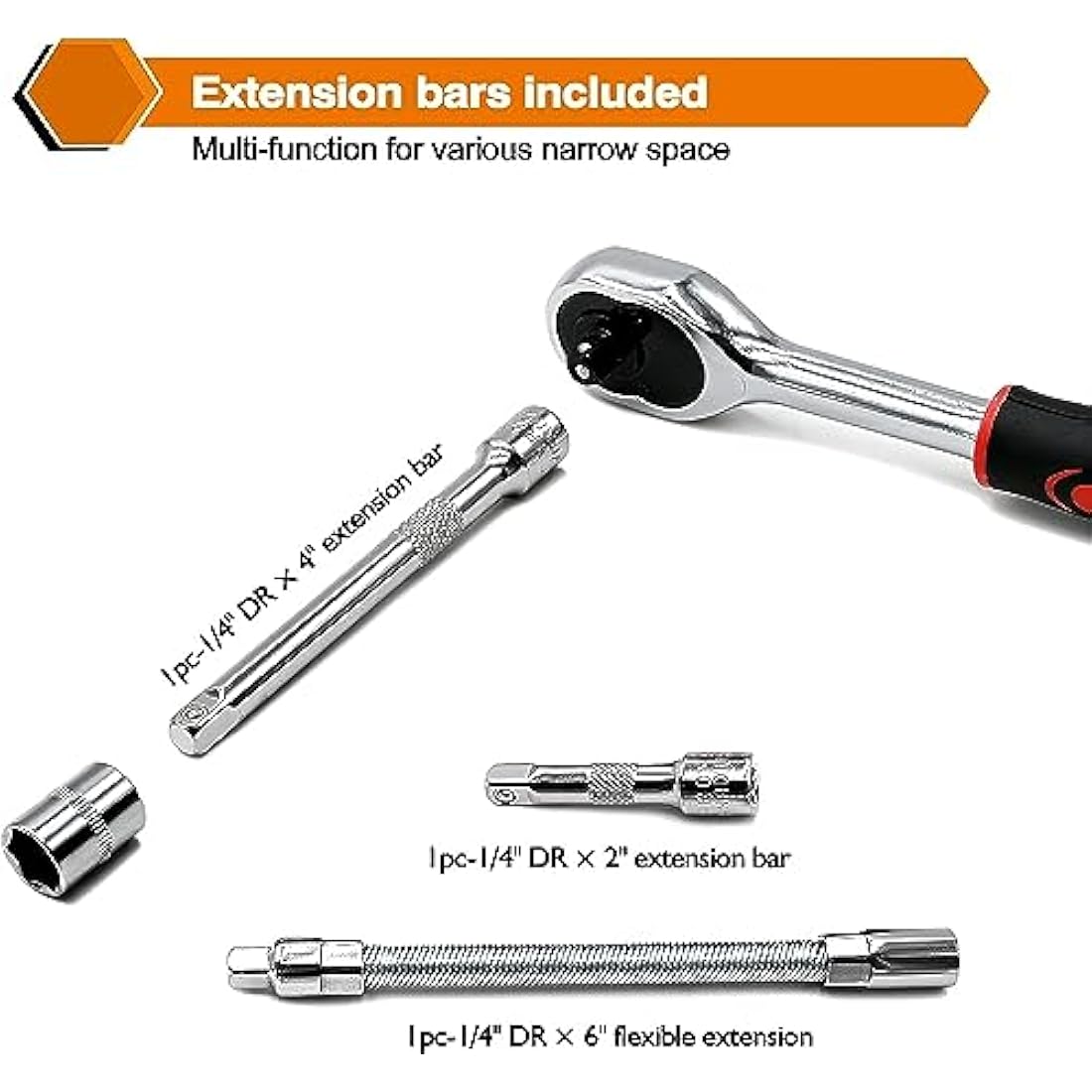 46-Piece 1/4" Drive Socket Set – Chrome Vanadium Tool Kit