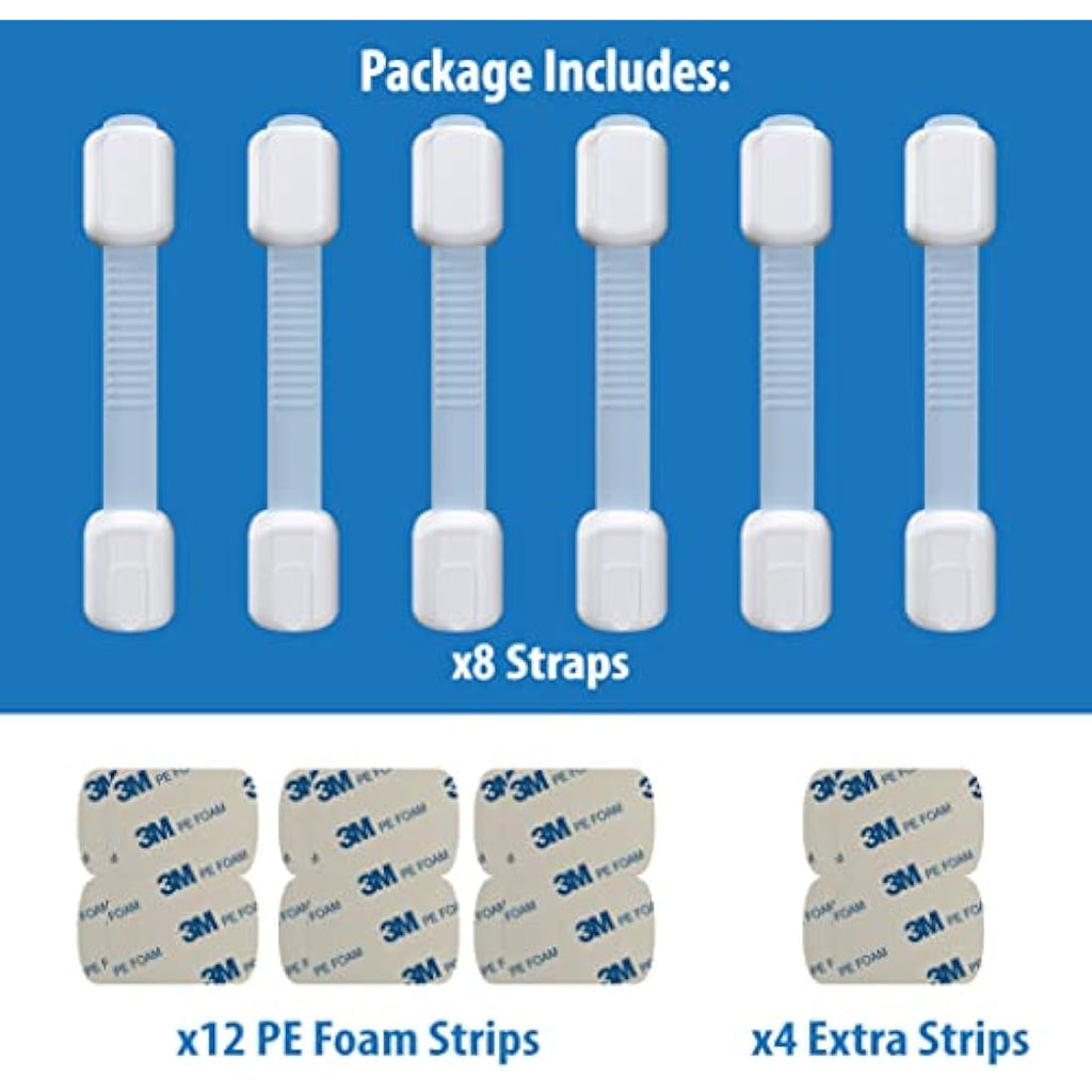 Baby Proof Cabinet Locks – Adjustable Child Safety Latches (8 Pack)
