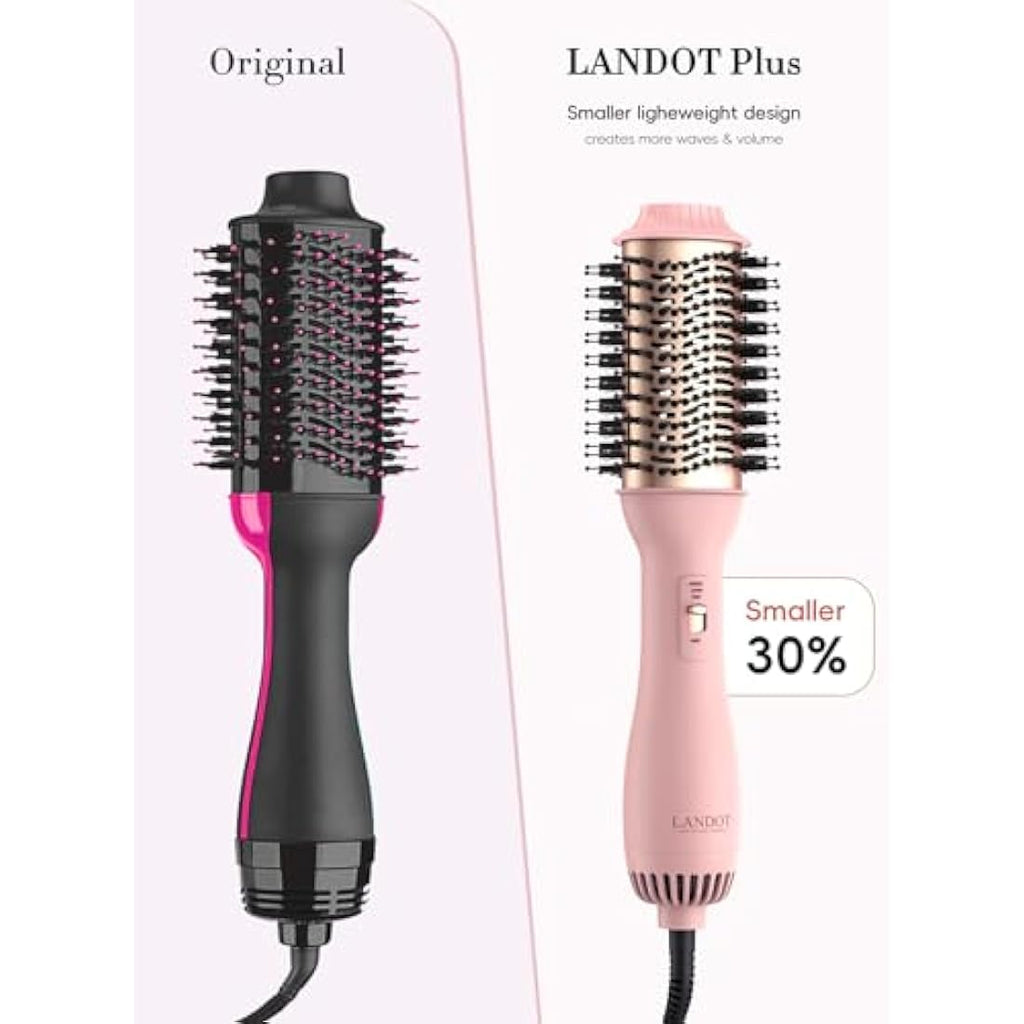 LANDOT Upgraded Plus 2.0 Hot Air Brush | 4-in-1 Hair Dryer Volumizer