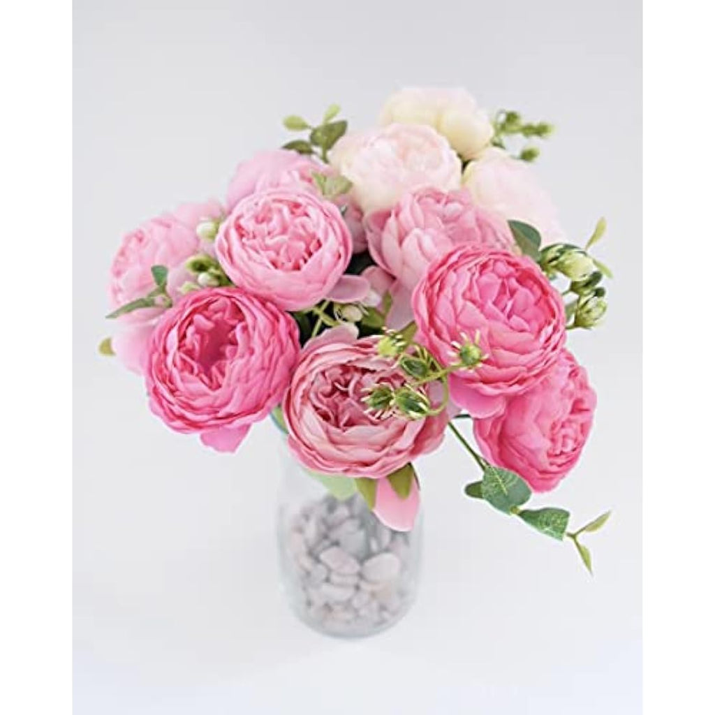 Silk Peony and Tea Rose Artificial Bouquet – Light Rose