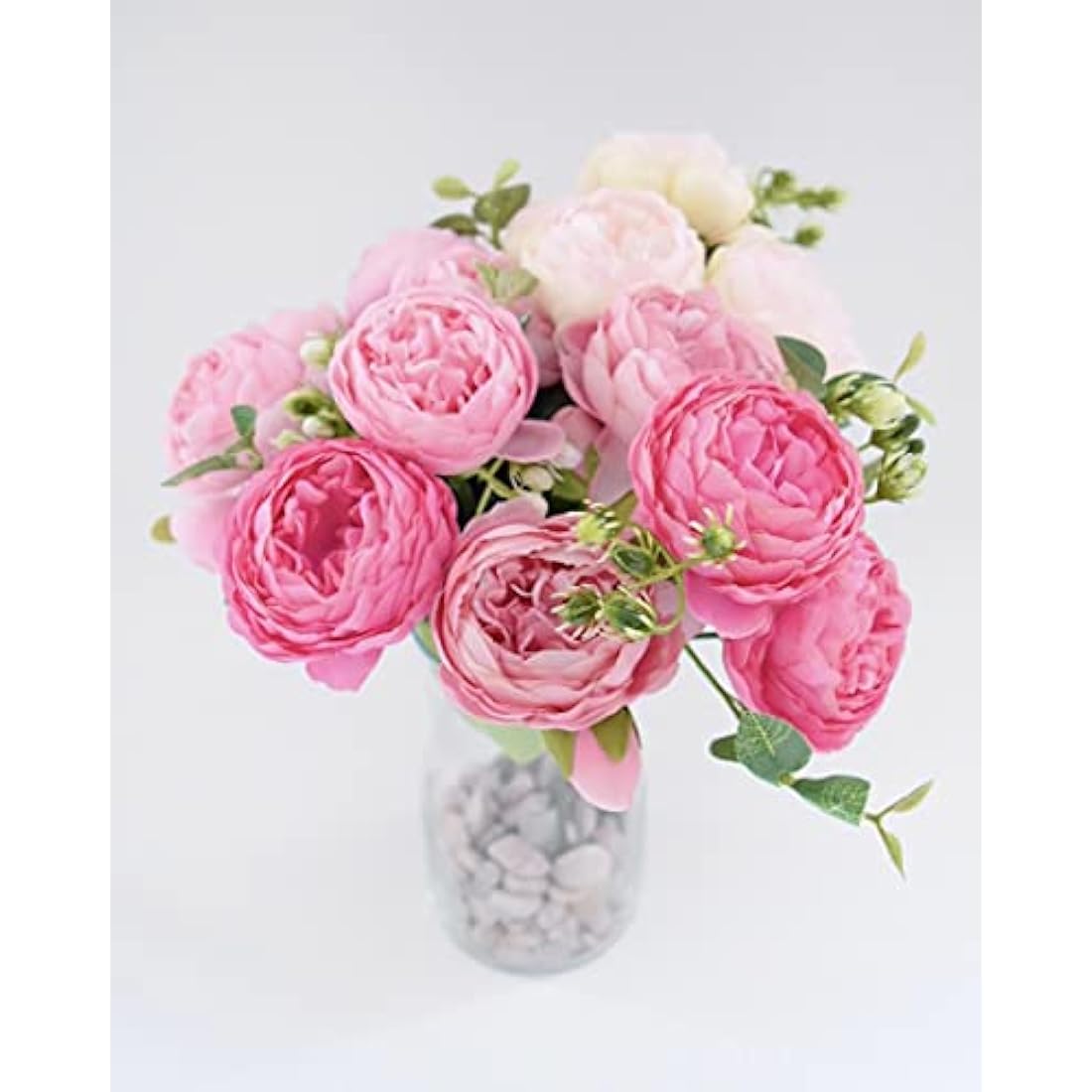 Silk Peony and Tea Rose Artificial Bouquet – Light Rose