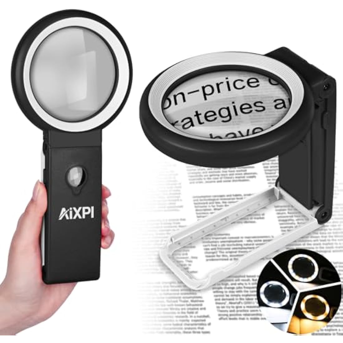 30x 40x LED Magnifying Glass with Light and Folding Stand