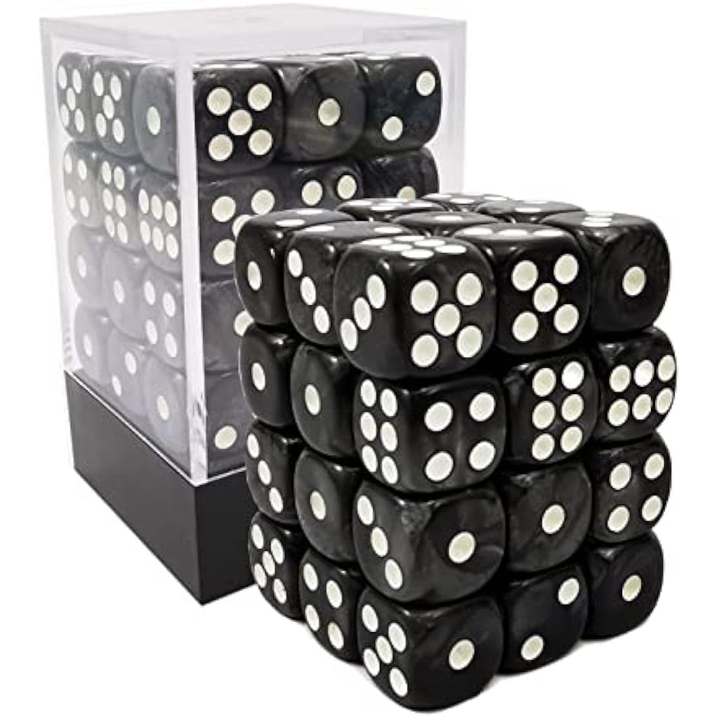 Bescon Marble Black 12mm 6-Sided Dice Set | 36 Count Block with Box