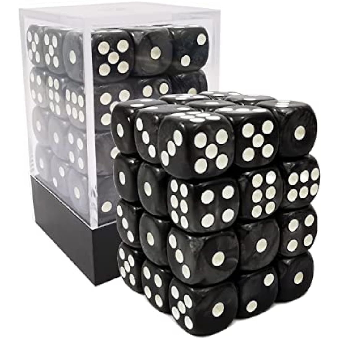 Bescon Marble Black 12mm 6-Sided Dice Set | 36 Count Block with Box