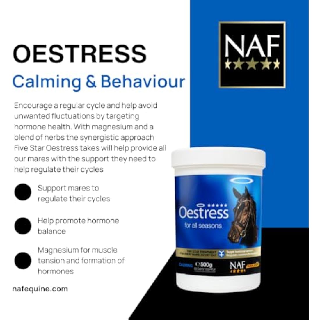 NAF Five Star Oestress 500g – Hormonal Support Supplement for Mares