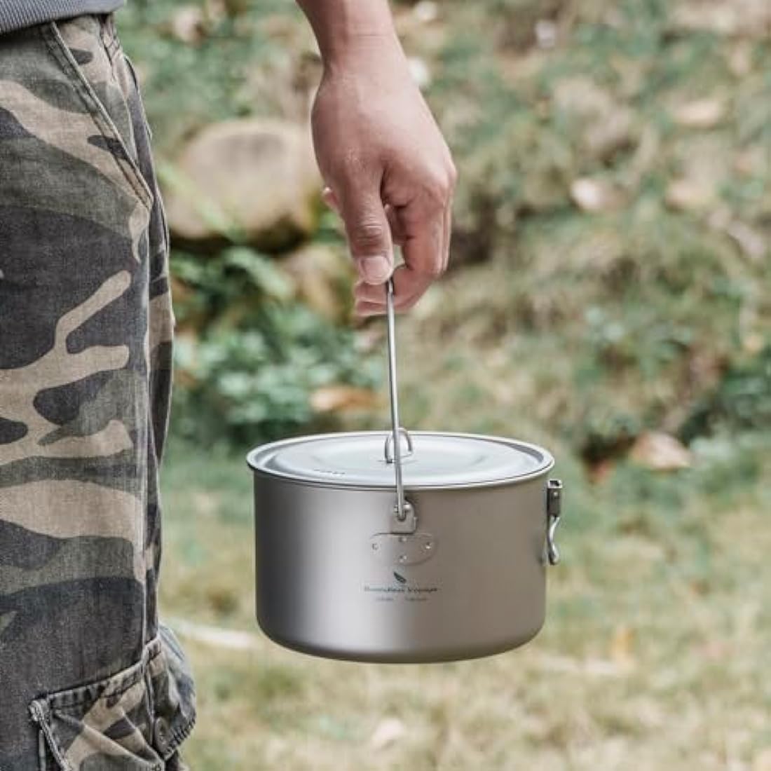 Titanium Camping Pot & Spork Set | 1950ml Ultralight Cookware