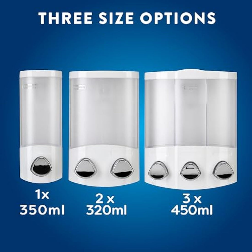 Croydex Wall Mounted Soap Dispenser | Triple 450ml Refillable Pump - White