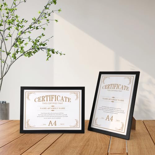 HORLIMER A4 Picture Frames Pack of 15 – Black MDF Wood Certificate Frames