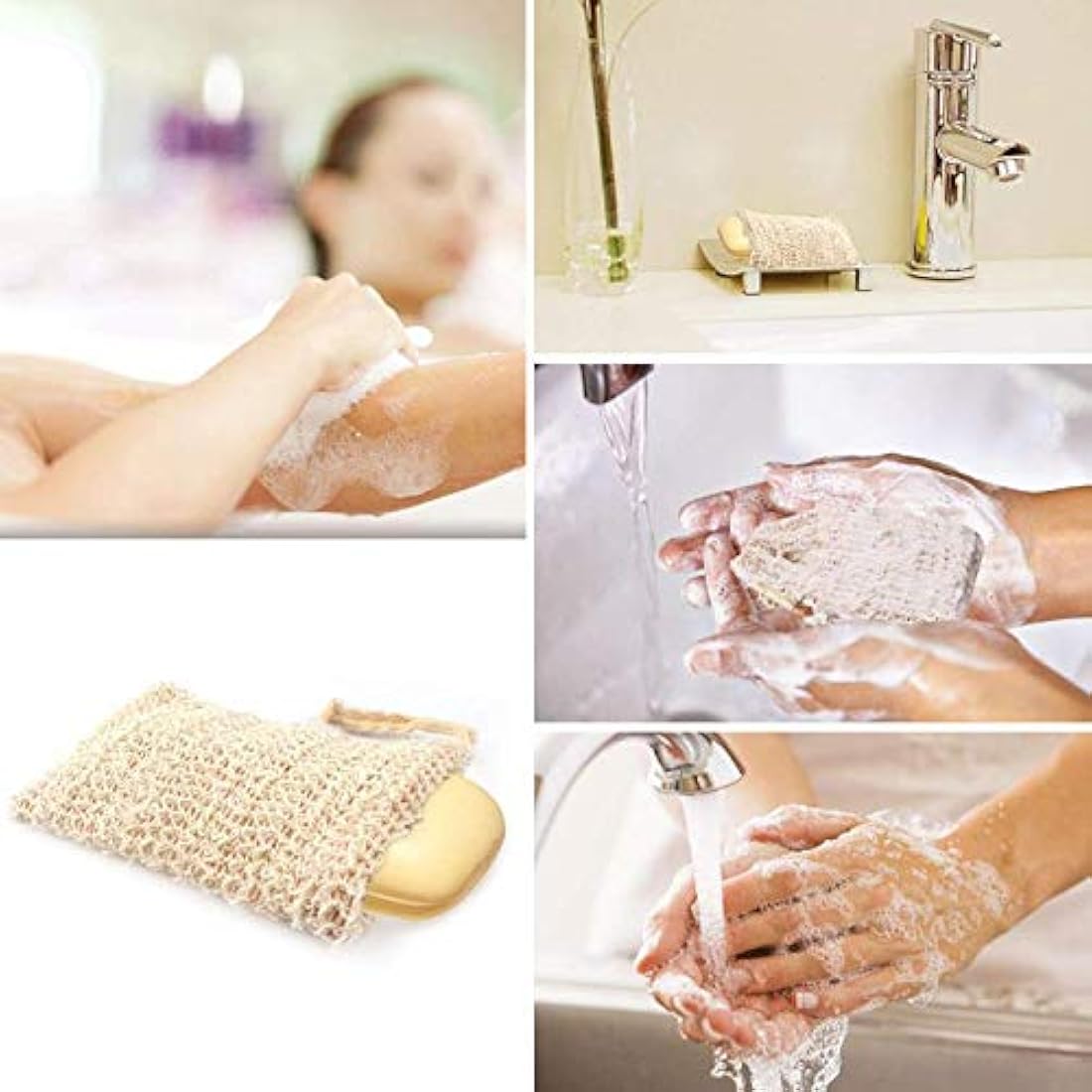 KIPETTO Natural Sisal Soap Saver Bag – 15Pcs Exfoliating Soap Pouch