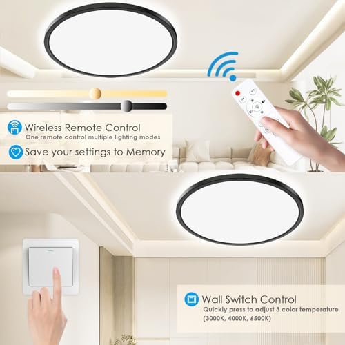 Yexati 24W Dimmable LED Bathroom Ceiling Light with Remote, IP54 - 4 Pack