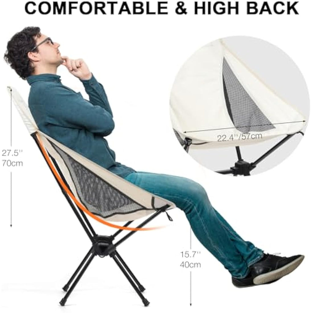 High Back Folding Camping Chair – Lightweight Aluminum, White