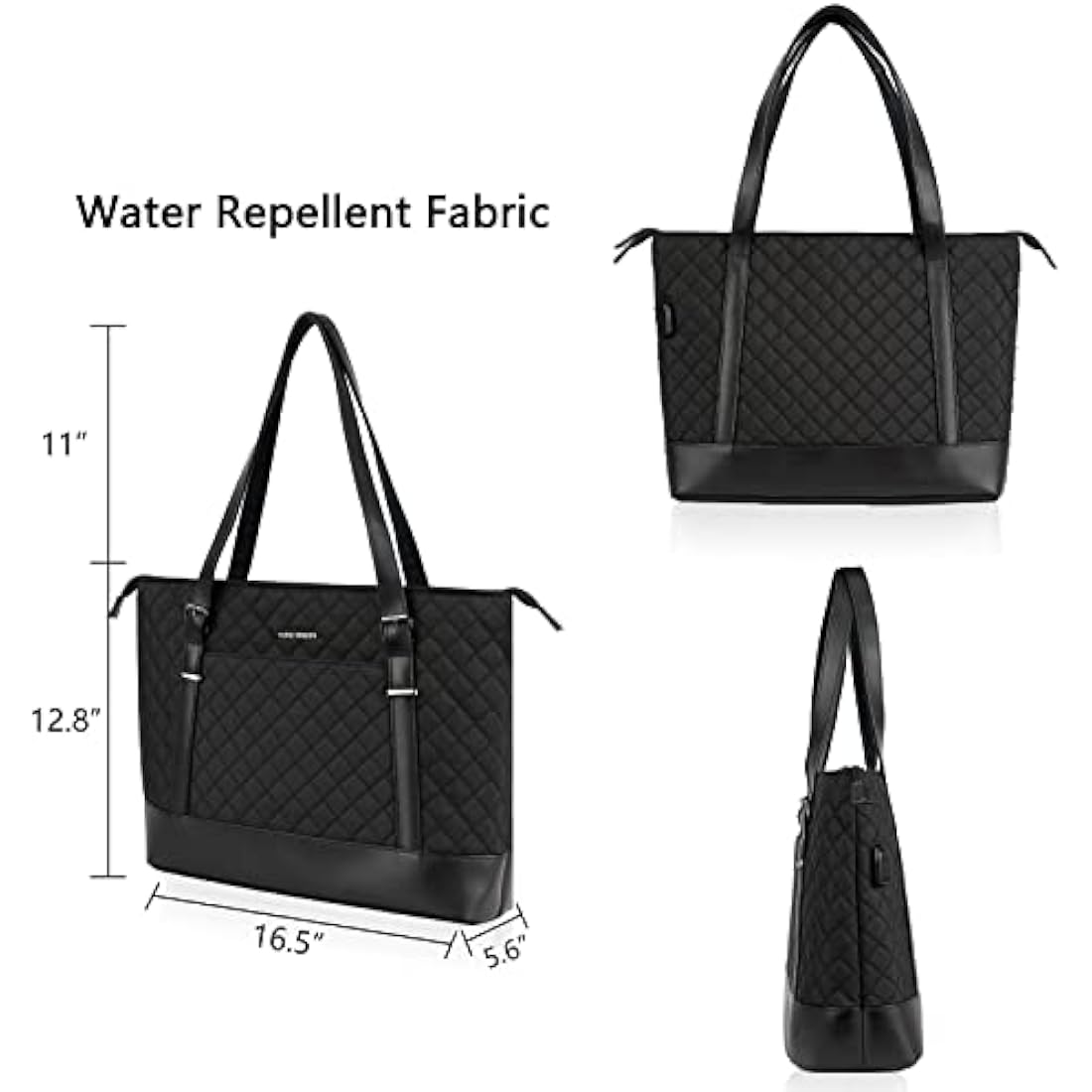 KROSER 15.6 Inch Laptop Tote Bag – Water-Repellent Nylon with USB Port