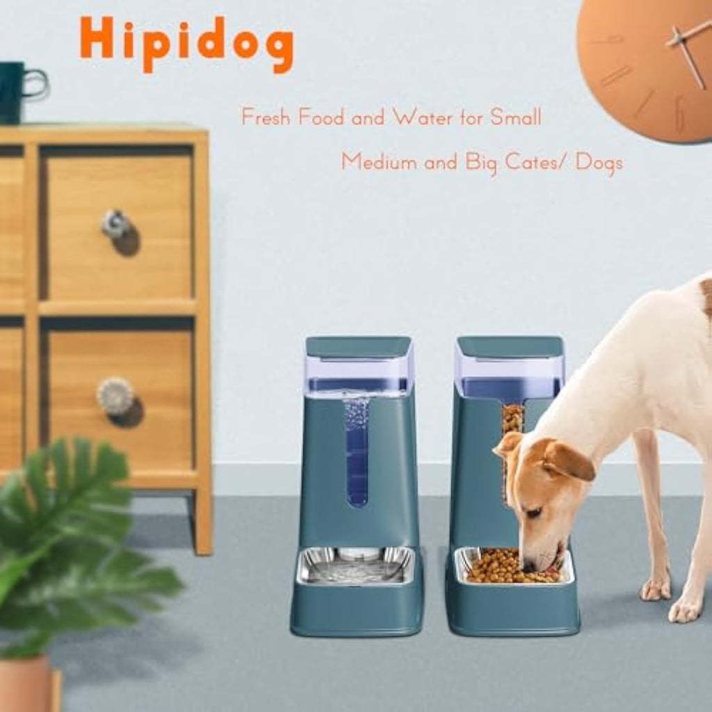 Automatic Cat Feeder and Water Dispenser Set, Stainless Steel