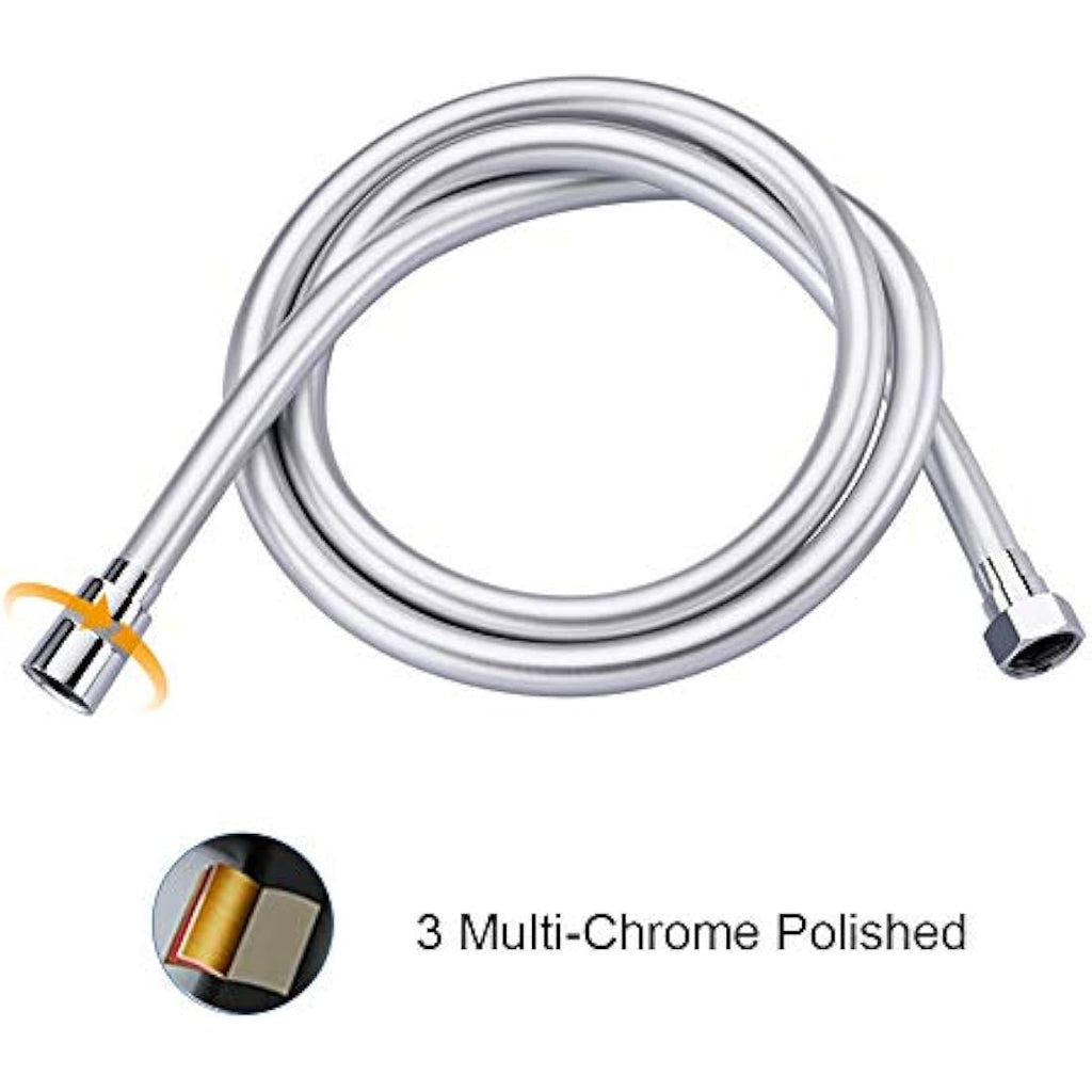 GRIFEMA 1.5m PVC Shower Hose – Anti-Kink Flexible Silver Replacement