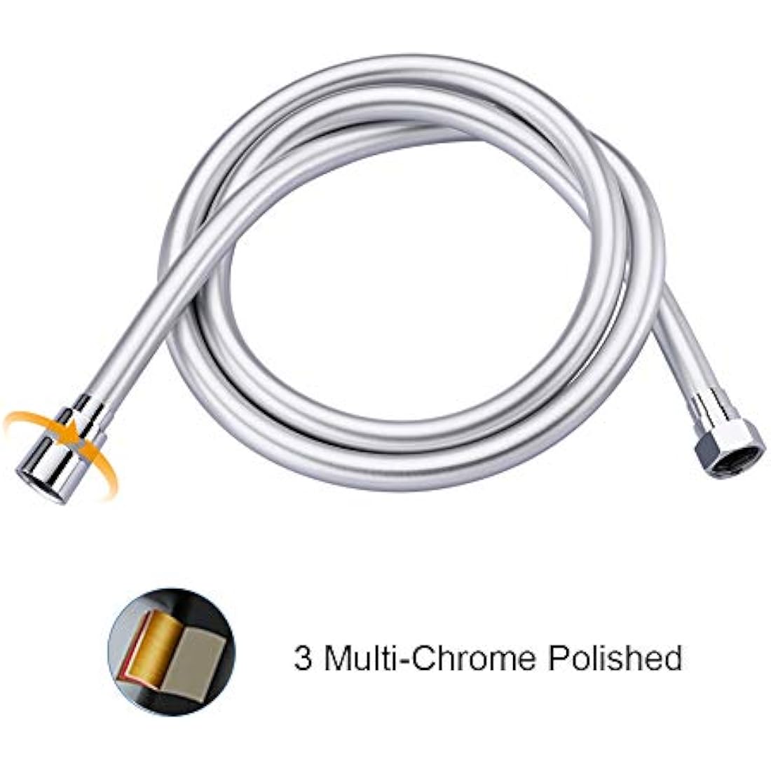 GRIFEMA 1.5m PVC Shower Hose – Anti-Kink Flexible Silver Replacement