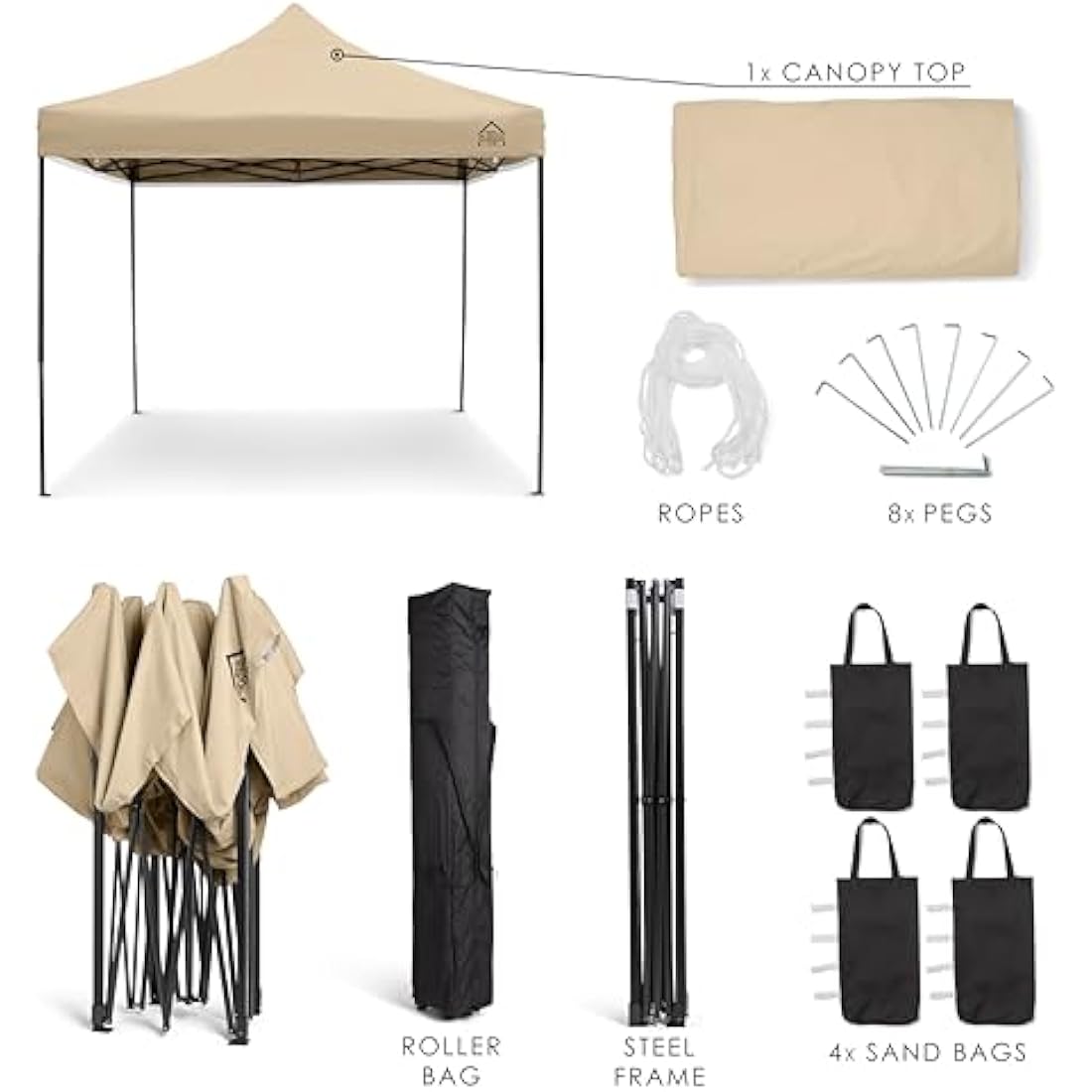 All Seasons Gazebos 3x3m Heavy Duty Waterproof Pop Up Gazebo - Beige