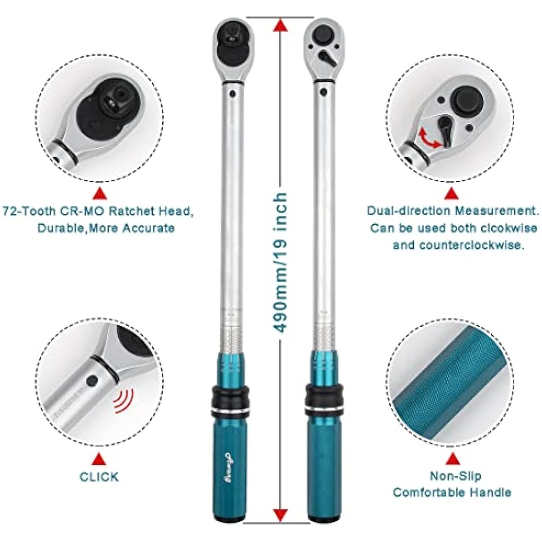 Awang 1/2" Torque Wrench Set | 40-220 Nm ±3% Accuracy for Cars