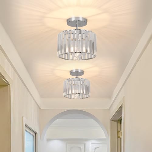 Crystal Ceiling Light – Modern Rose Gold Flush Mount Lamp