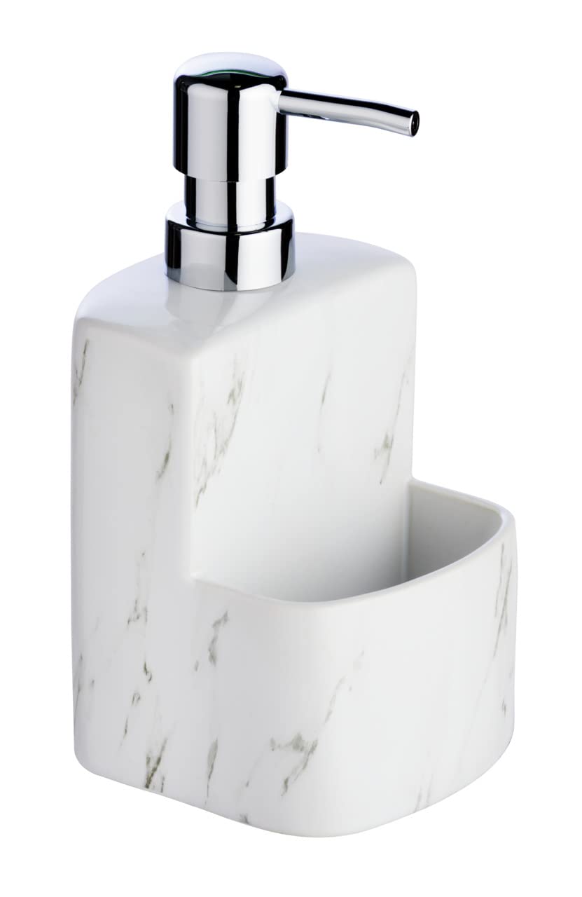 Wenko Festival Marble Ceramic Soap Dispenser – Soft-Touch White 380ml
