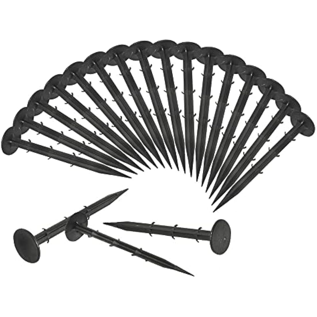 Ram 100 Pack Weed Fabric Garden Pegs | 6 Inch Black Plastic Anchors