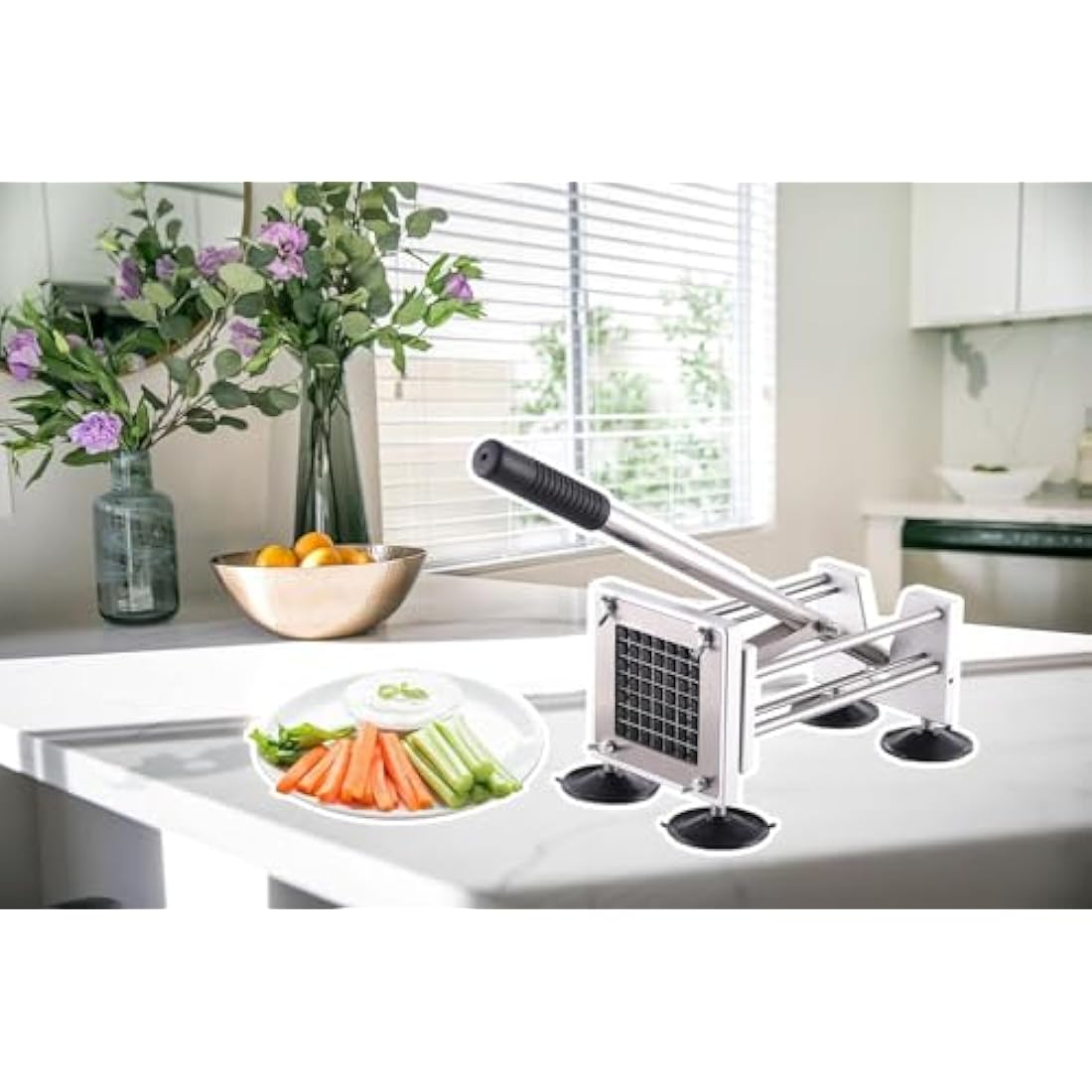 Canirologas Stainless Steel French Fry Cutter – Potato Chipper with 2 Blades