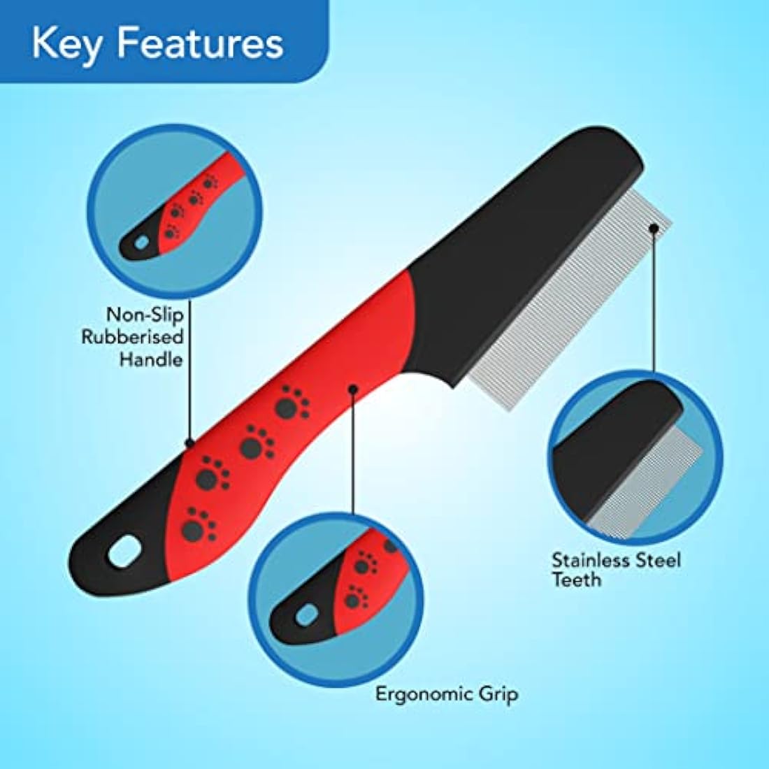 Flea Comb – Ergonomic Pet Grooming Tool for Cats & Dogs