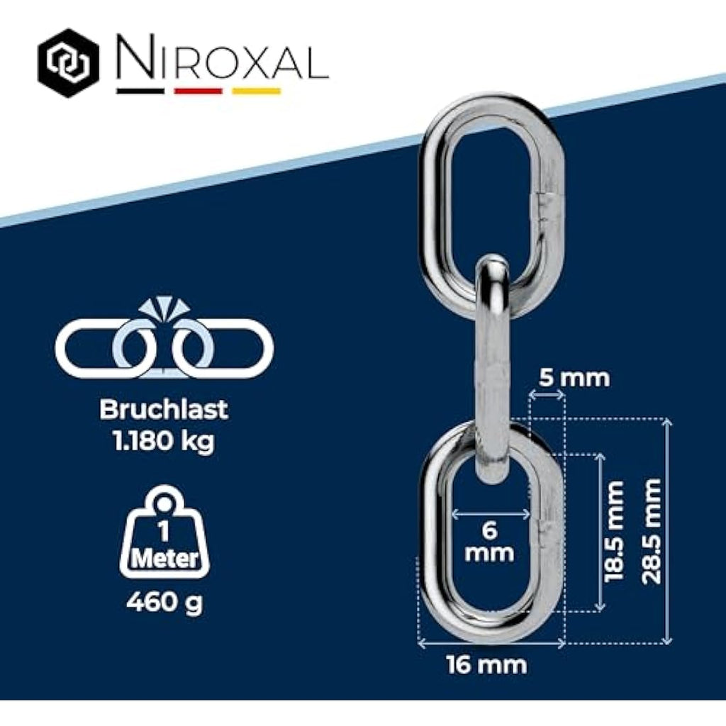 NietFullThings 14m Stainless Steel Chain – 5mm V4A Short-Linked Anchor Chain