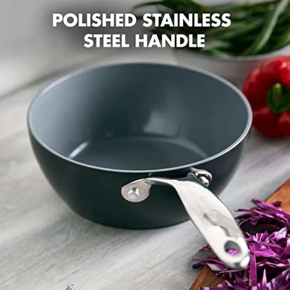 GreenPan Valencia Pro Ceramic Non-Stick 20cm Chef's Pan | Induction Grey