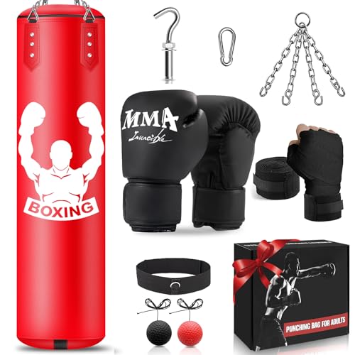 YORWHIN 4FT Heavy Punch Bag Set | Unfilled PU Leather MMA Training Kit