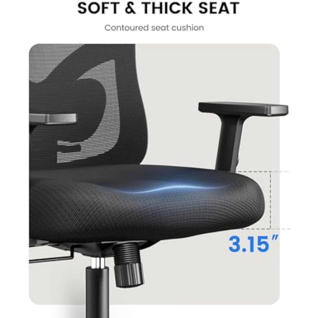NOBLEWELL Ergonomic Mesh Office Chair | Adjustable Lumbar Support – Black