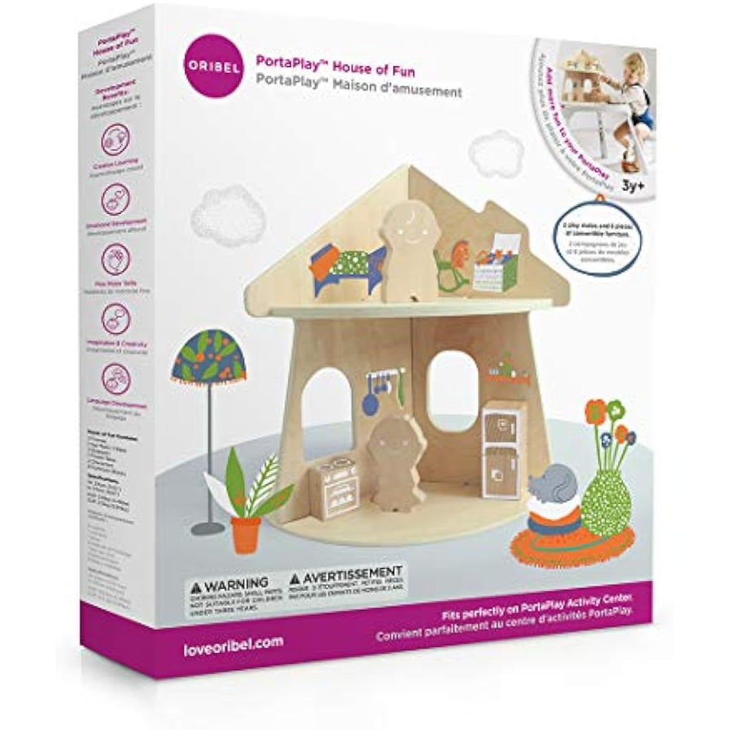 Oribel PortaPlay House of Fun Wooden Dollhouse – 2-Story Birch Wood