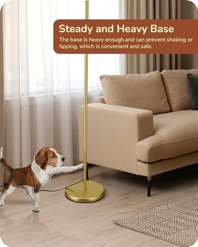EDISHINE LED Floor Lamp – 63" Gold Standing Lamp with Adjustable Linen Shade