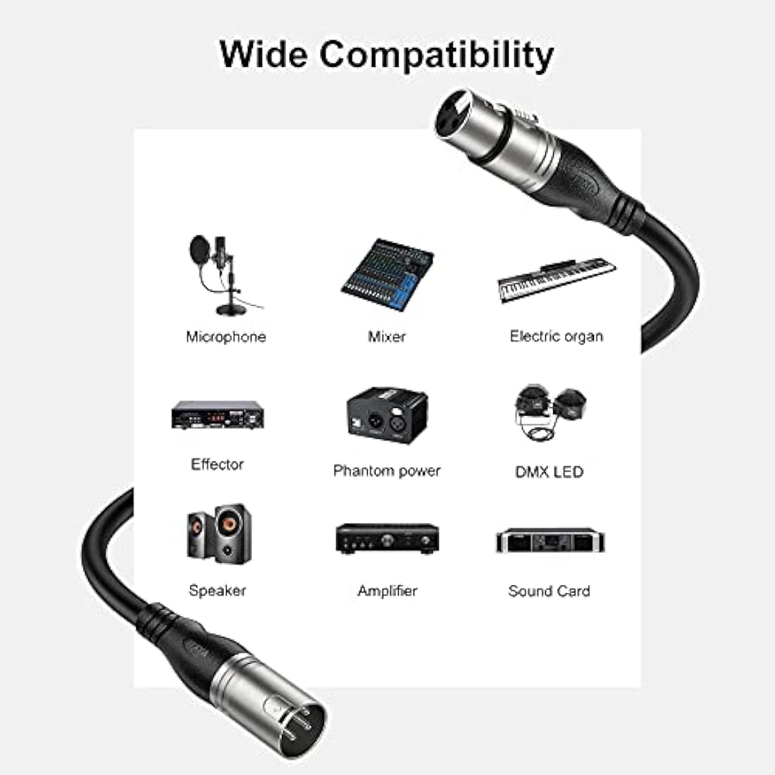 EBXYA XLR Microphone Cable 5M (2-Pack) – Balanced 3-Pin Hi-Fi Mic Cord