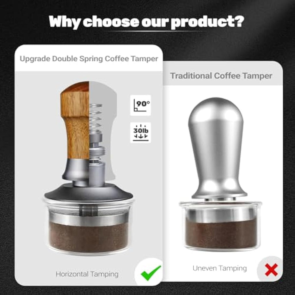Ceelatti 54mm Calibrated Espresso Tamper – 30lb Spring Loaded Ripple Base