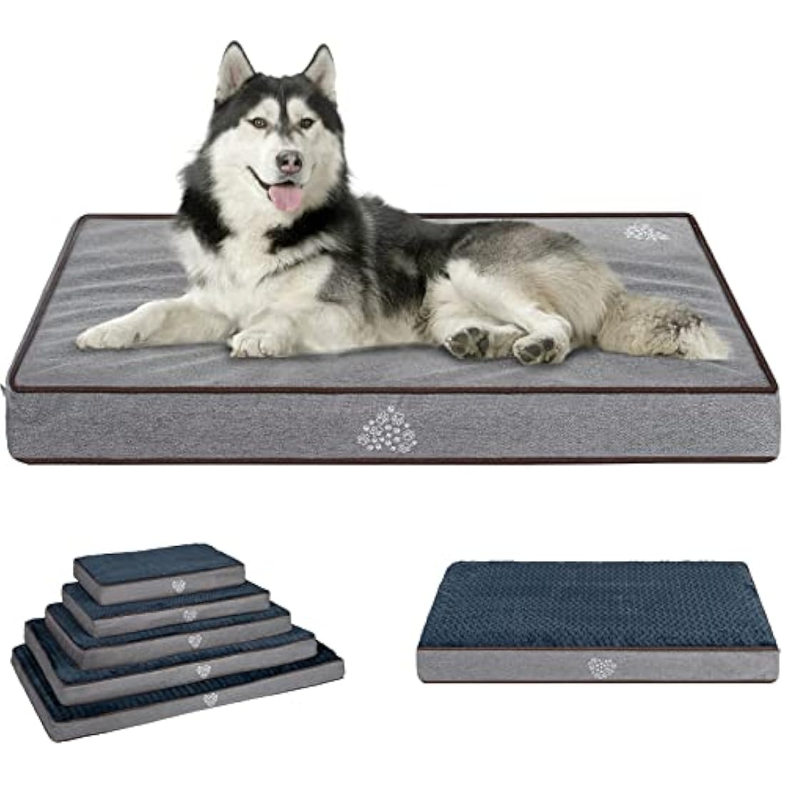 VANKEAN Orthopedic Dog Bed – Reversible Washable Crate Pad, Gray