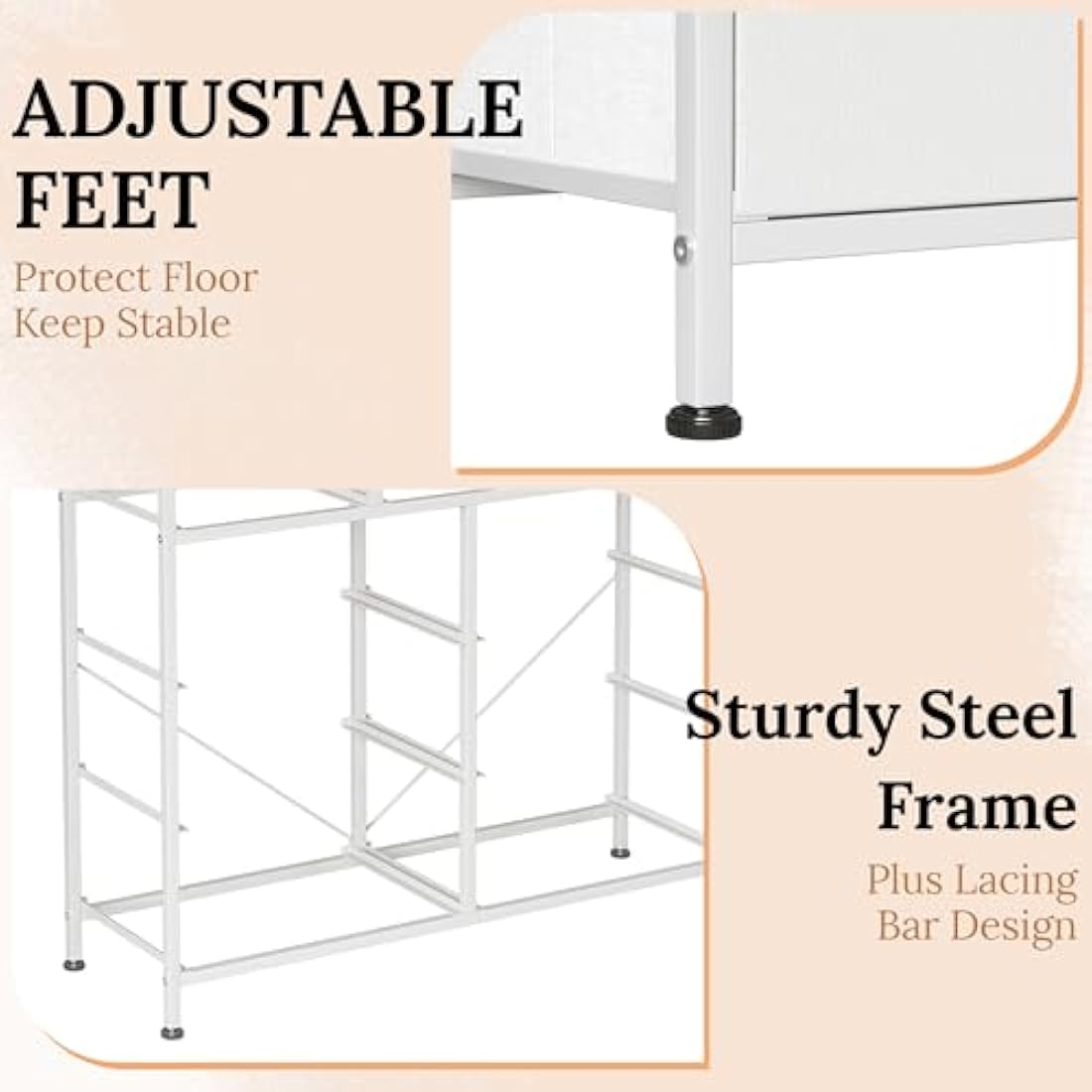 CAIYUN 9-Drawer Fabric Dresser | White Storage Chest with Wood Top