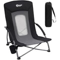 Portal Folding Beach Chair – Lightweight Low Portable Seat with Cupholder