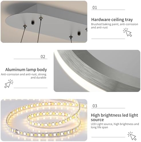 Modern LED Oval Pendant Light | Dimmable Kitchen Island Chandelier