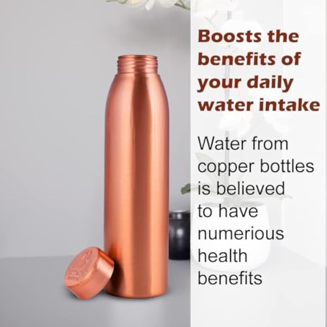 Pure Copper Water Bottle 1L - Ayurvedic Vessel (Set of 3)