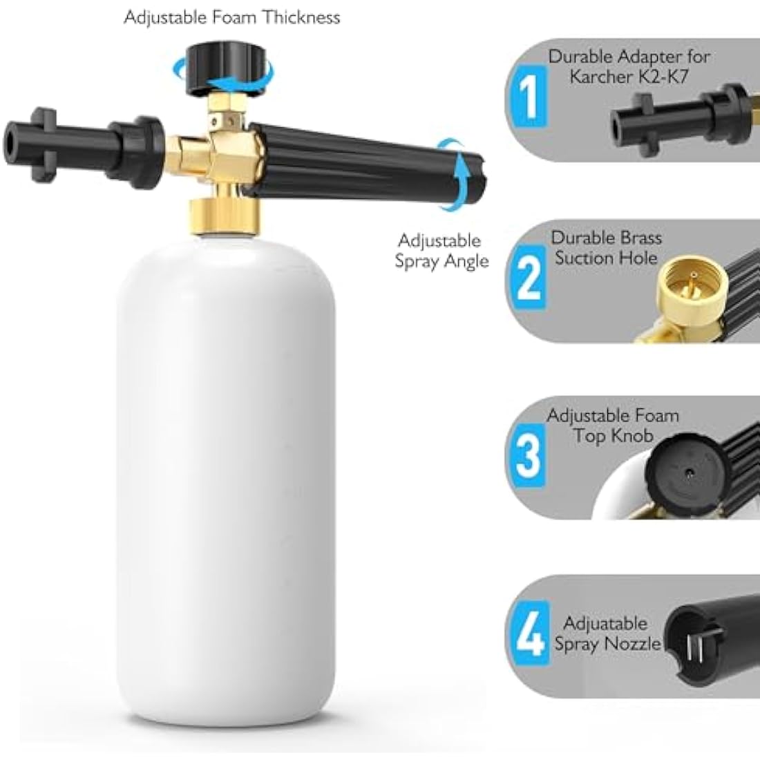 Snow Foam Lance for Karcher K Series - 1L Adjustable Cannon