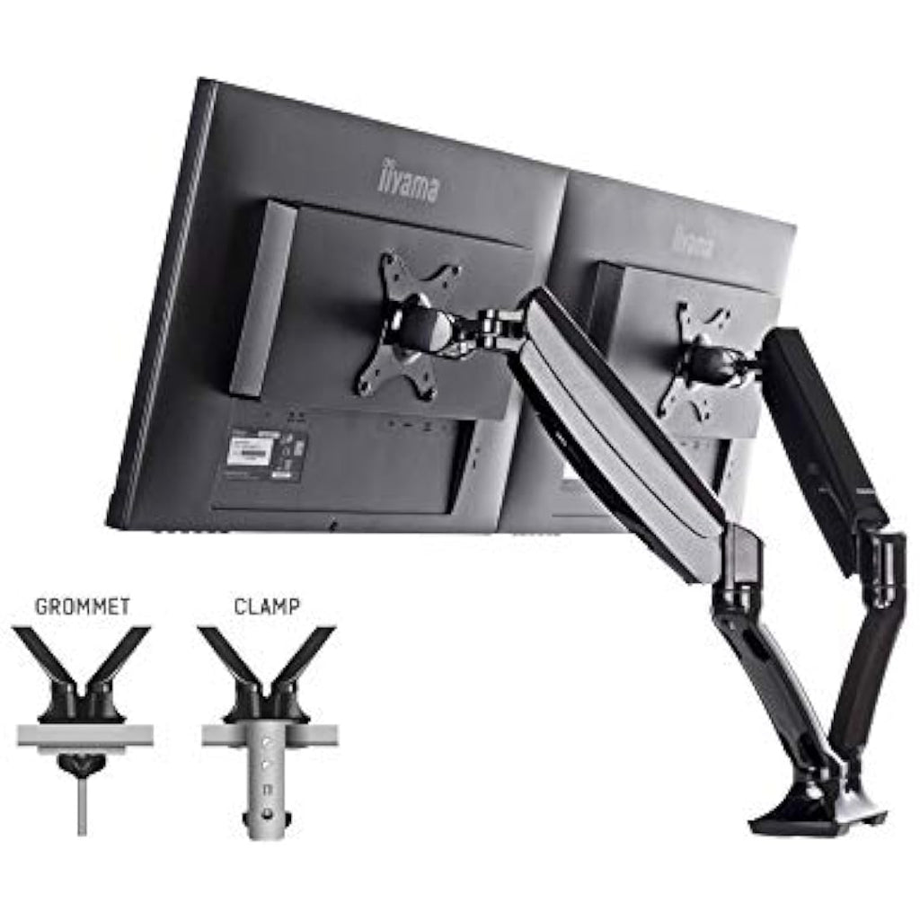 iiyama DS3002C-B1 Dual Gas Spring Monitor Arm – 27" Desk Mount