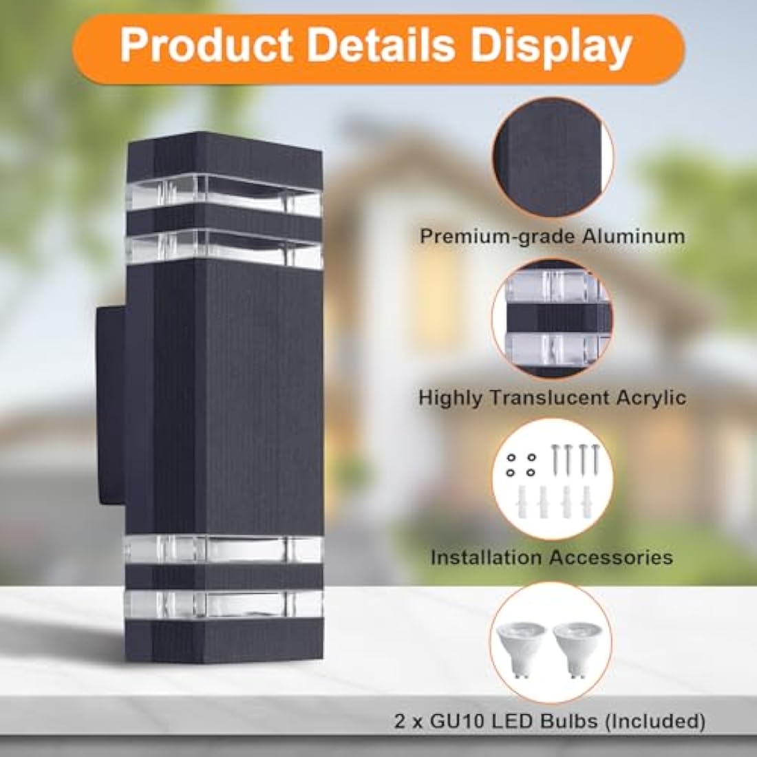 CELAVY Outdoor Wall Lights – IP65 Waterproof LED Up Down Sconce, Anthracite
