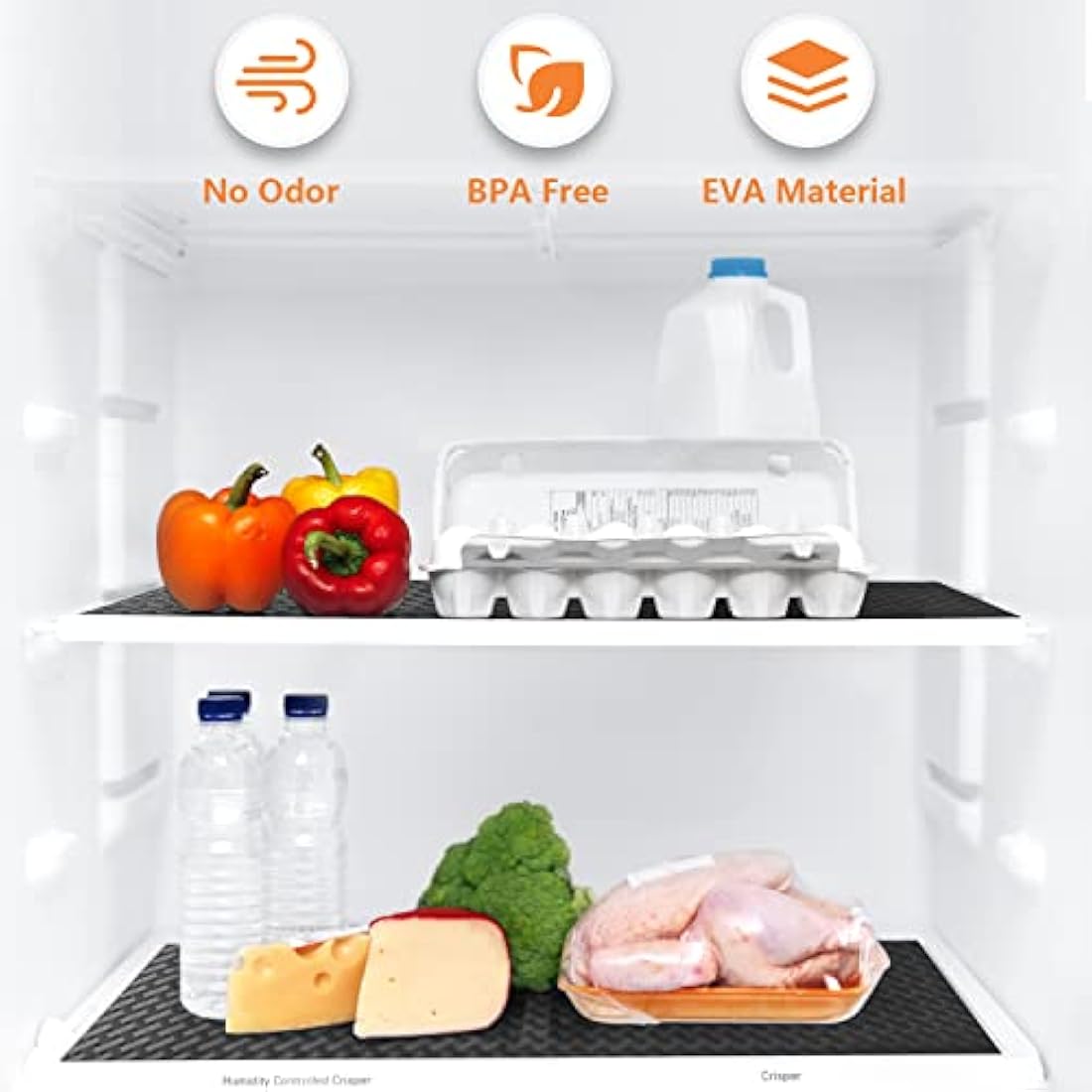 Shelf Liners – Non-Adhesive Waterproof EVA Drawer Mats, Black