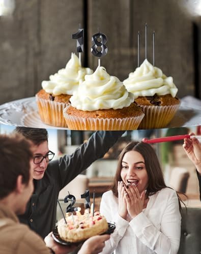 40th Birthday Candles – Black and Gold Number 40 Cake Topper