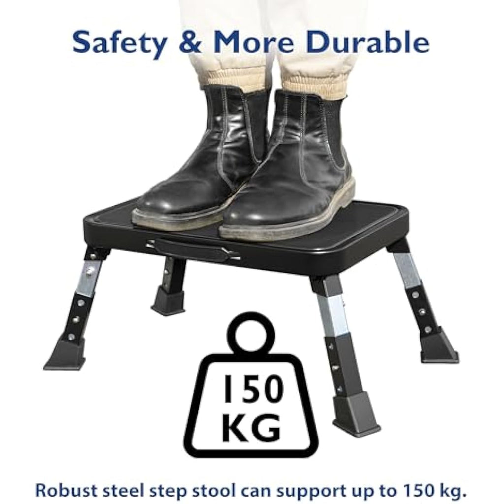 BONTEC 3-Level Height Adjustable Folding Step Stool | 150kg Capacity