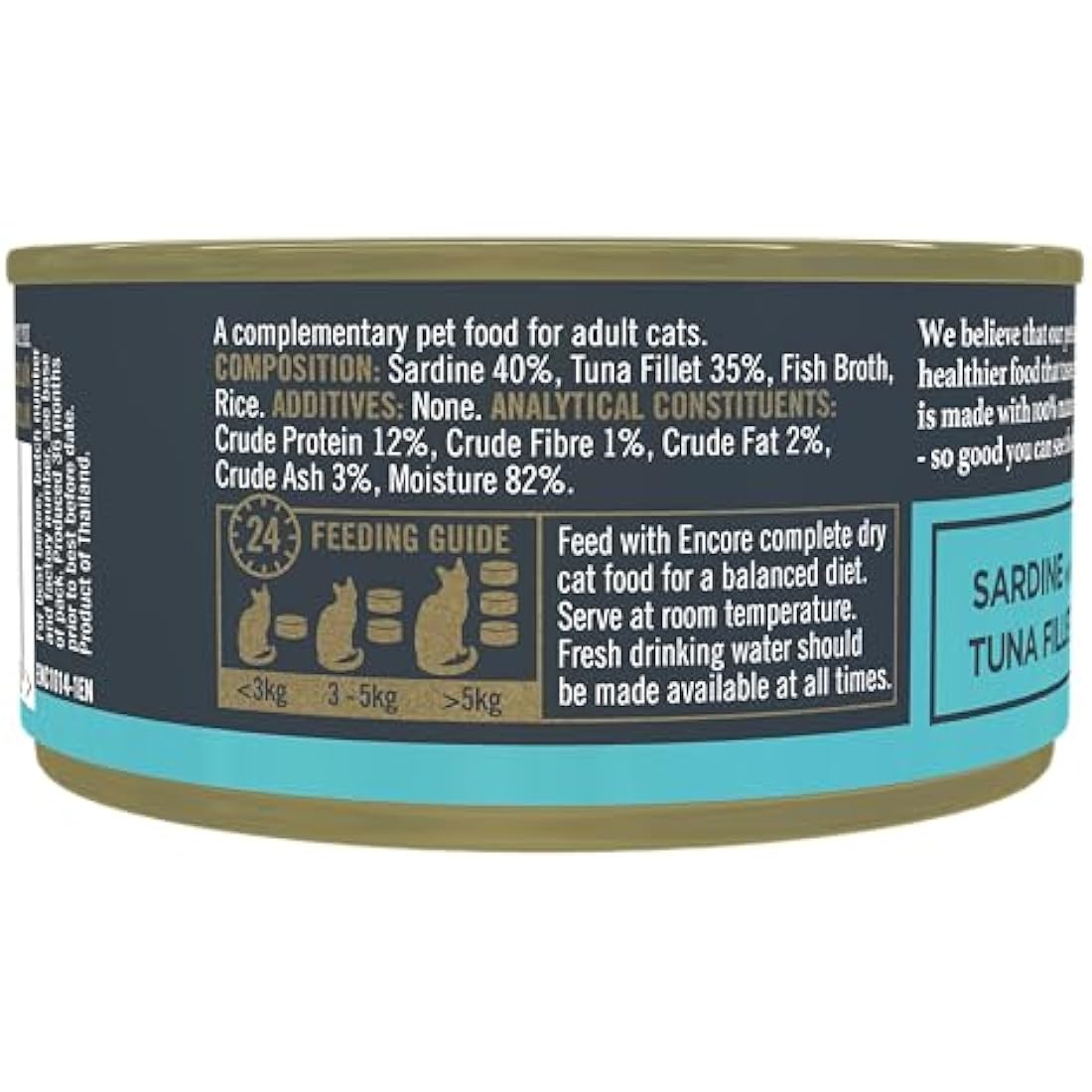 Encore Natural Wet Cat Food | Sardine & Tuna in Broth | 16 x 70g Tins